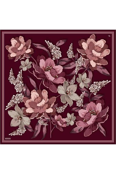 Armine Silk Scarf 2026 Winter - 9414-02 Burgundy Mink Sura
