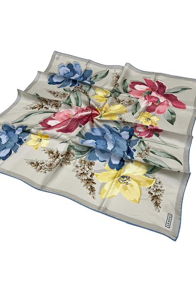 Armine Silk Scarf 2026 Winter - 9414-85 Stone Blue Yellow Twill