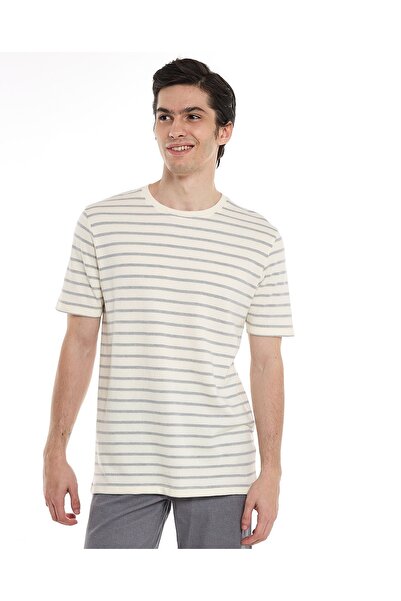 R&B تي شيرت مخطط برقبة دائرية وأكمام قصيرة