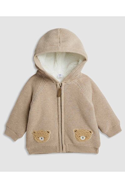 R&B Textured Hooded Cardigan with Zippered Closure