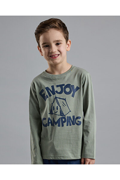 R&B Graphic Print T-Shirt with Crew Neck and Long Sleeves