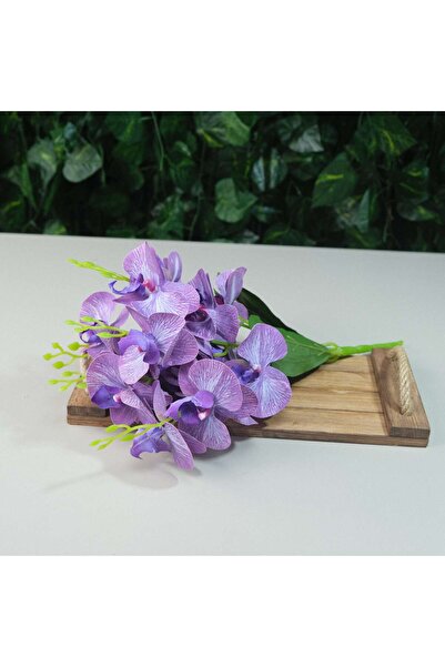 Kanguroom أوركيد مبلل صناعي 5 فروع أوركيد حقيقي الملمس 44 سم أرجواني