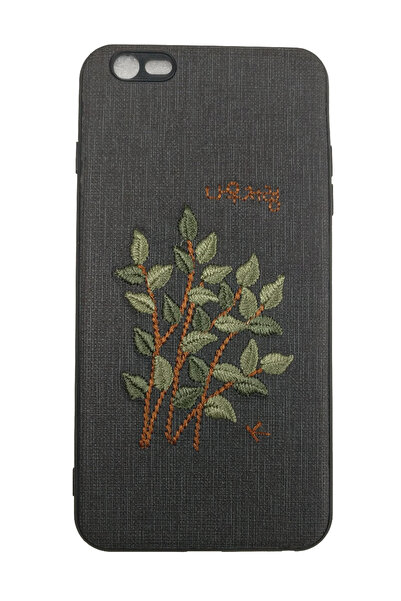 OEM Husă compatibilă cu iPhone 6 Plus, bambus brodat pe imitație de piele, ne...