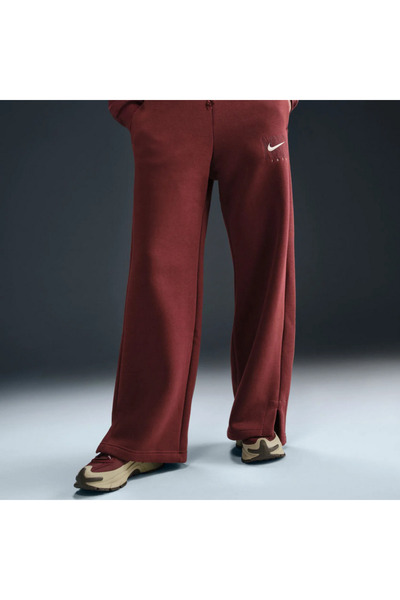 Nike Phoenix Fleece HR GX Wide Pant Kadın Bordo Eşofman Altı (YOUSPORTSWEAR)