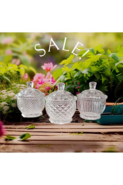 Assess Store 3 adet Ve 3 Farklı Modelde Kristal Cam Şekerlik, Sunumluk 10×8 cm