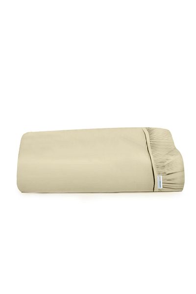 COTTON HOME Supersoft 1 Piece Fitted Sheet 120x200+20cm, Single Size Bed sheet - Beige