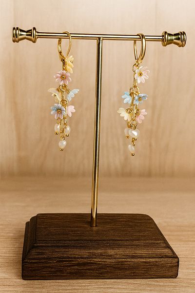 OEM 24K Gold Earrings with Floral Design
