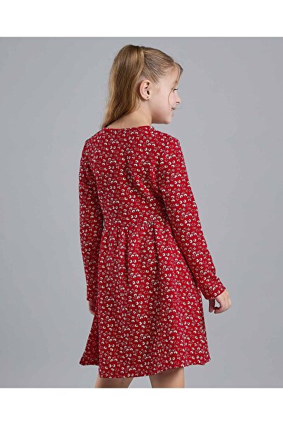 R&B Printed Fit and Flare Dress with Puff Sleeves