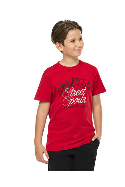 R&B تي شيرت مطبوع برقبة دائرية وأكمام قصيرة