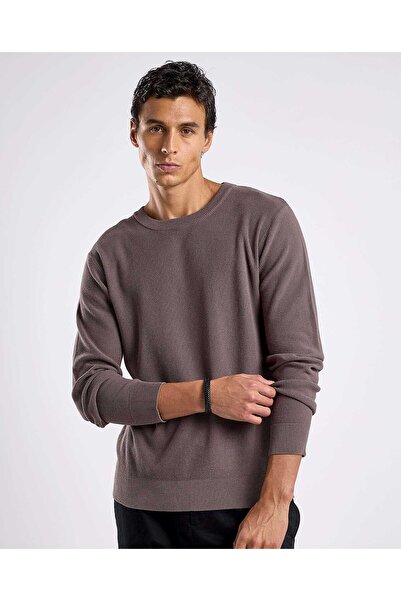 R&B سترة منقوشة برقبة دائرية وأكمام طويلة