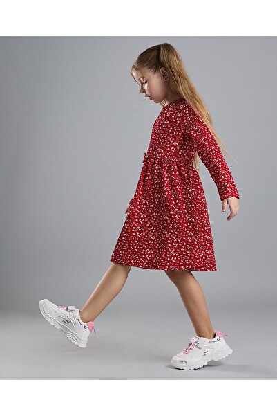 R&B Printed Fit and Flare Dress with Puff Sleeves