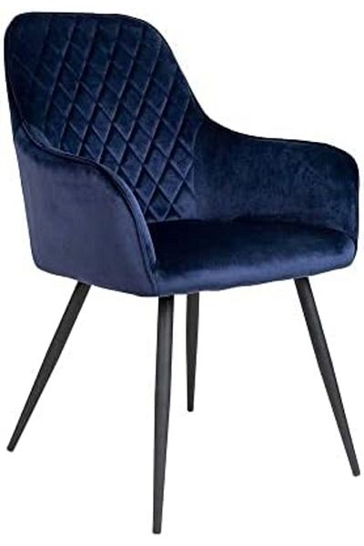 MAPLE HOME DECORATION Dinning Chair, Soft Velvet Seat and Back With Thick Seat Cushion Metal Legs Armchairs (Blue)