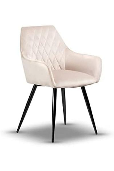 MAPLE HOME DECORATION Dinning Chair, Soft Velvet Seat and Back With Thick Seat Cushion Metal Legs Armchairs (Brown)