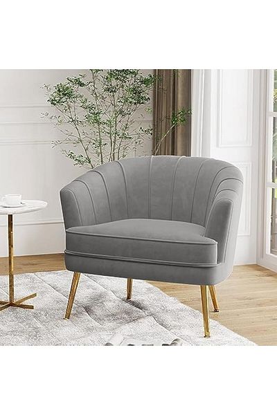 MAPLE HOME DECORATION Velvet Accent Chairs for Living Room Bedroom Office Upholstered Single Sofa Chair