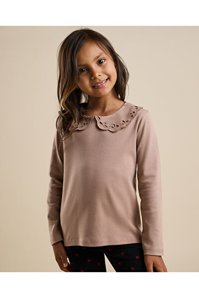 R&B Solid Top with Baby Collar and Long Sleeves