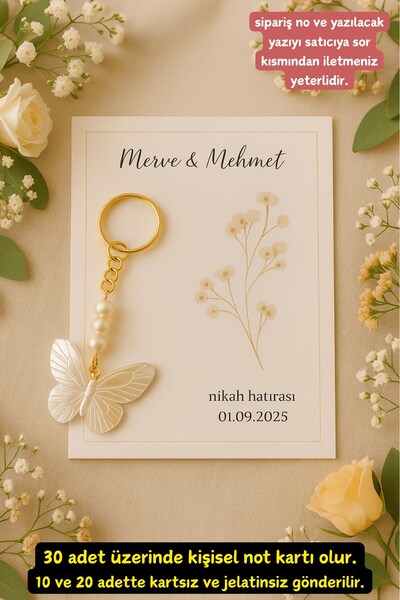 Emtory Home Kelebek 10 Adet Anahtarlık - Nişan Hediye - Kına Hediye - Nikah Hediye - Söz Hediye - Bride