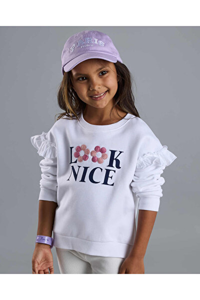 R&B سويت شيرت مطبوع برقبة دائرية وأكمام طويلة