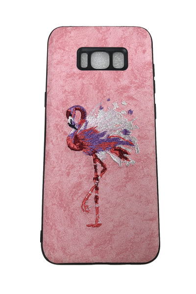 OEM Husă compatibilă cu Samsung Galaxy S8 Plus, Flamingo brodat pe imitație d...