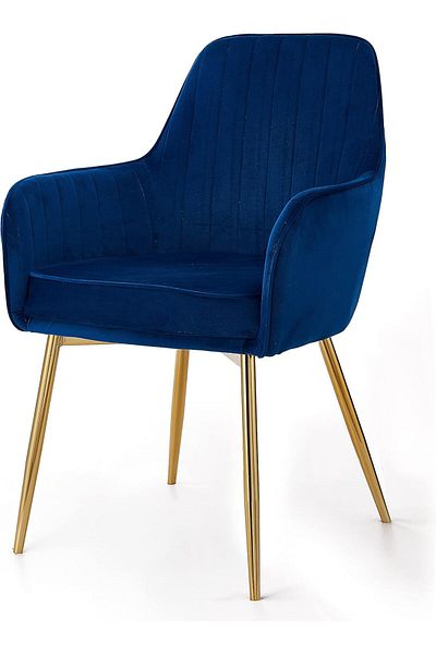 MAPLE HOME DECORATION Dinning Chair, Soft Velvet Seat and Back With Thick Seat Cushion Metal Legs Armchairs (Blue)