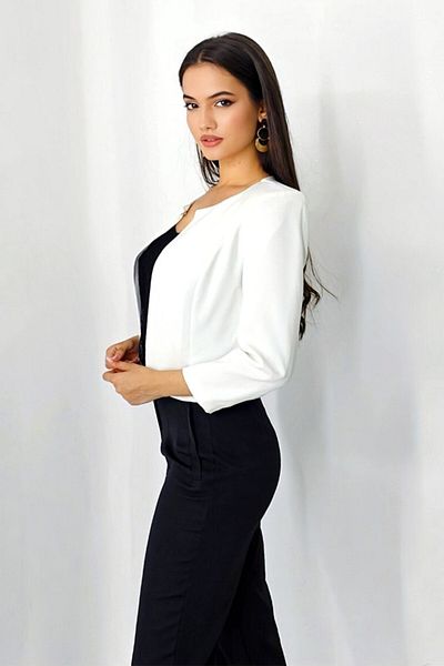 FashionForYou Ivey women's short jacket, with fastening at the top and matching lining, White, M