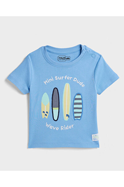 R&B Embroidered T-Shirt with Crew Neck and Short Sleeves