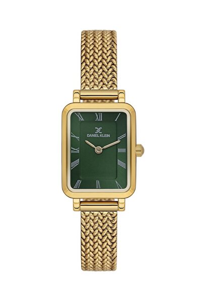 Daniel Klein DK102-DKE.1.10935-4 YEŞİL KADRAN ALTIN KAPLAMA DİKDÖRTGEN HASIR KADIN KOL SAATİ