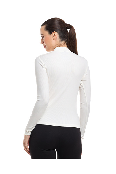 R&B Ribbed Top with Mock Neck and Long Sleeves