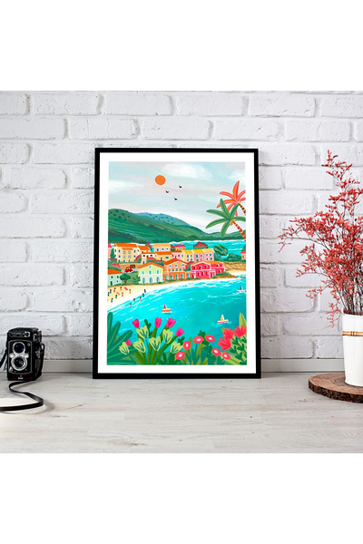 woodsia Tablou cu poster din lemn MDF cu aspect de cadru dintr-o bucată CYMD ...