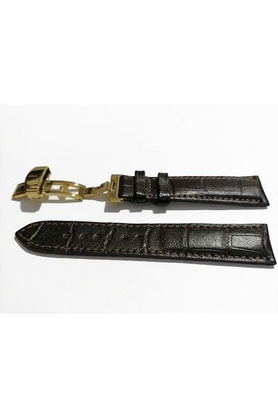 FADO &Butterfly Clasp Suitable for &All Kinds of Watch 18mm Dark Brown Cord (275) Gold Clasp