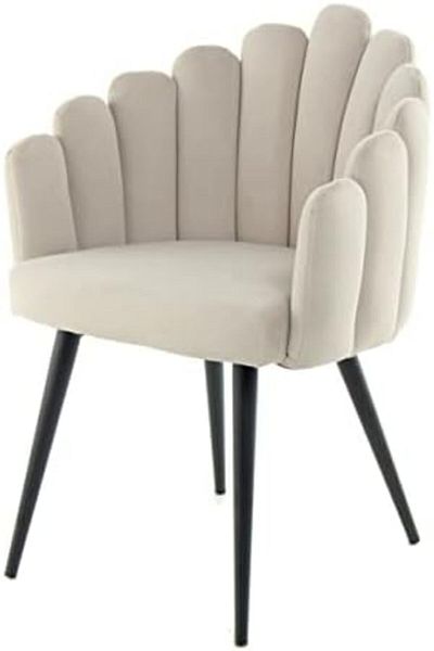 MAPLE HOME DECORATION Dinning Chair, Soft Velvet Seat and Back With Thick Seat Cushion Metal Legs Armchairs (Beige)