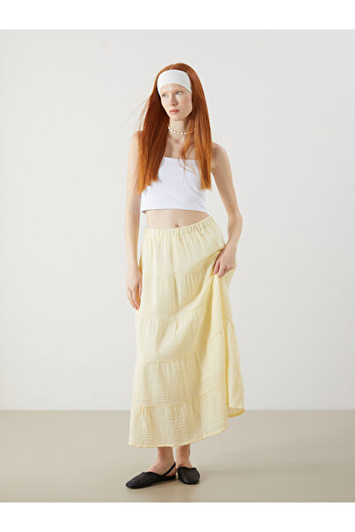 LC Waikiki Yellow Elastic Waist Pleated Skirt