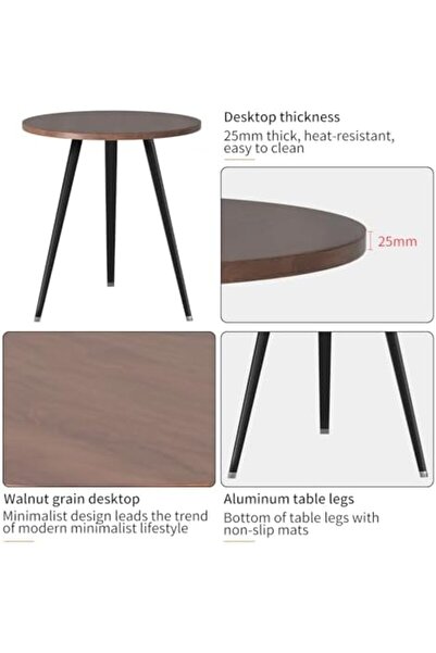 Türkiye Round Modern Wooden Dining Table Cocktail Table with Aluminum Legs for Kitchen Living Room Leisure C
