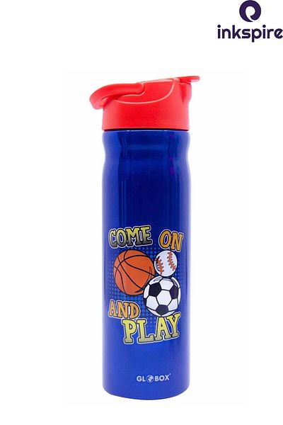 inkspire Patterned Children's Water Bottle 500 ml Steel Water Bottle Water Leak Proof Steel Water Bottle with Straw Does Not Smell Student Water Bottle