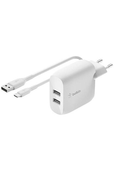 Belkin WCE 001 VF 1 MWH Dual USB-A Network Charger (White)