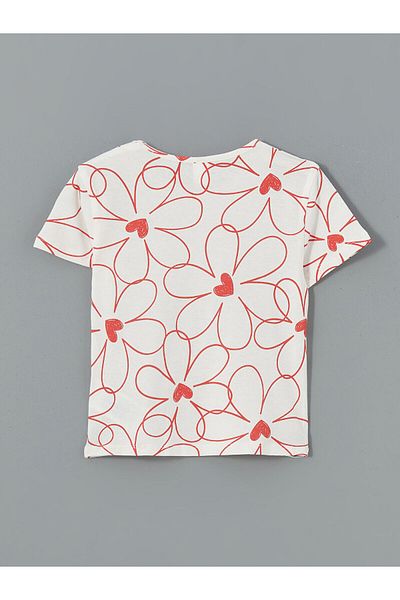 LC Waikiki New Season Crew Neck Floral Girl's T-Shirt