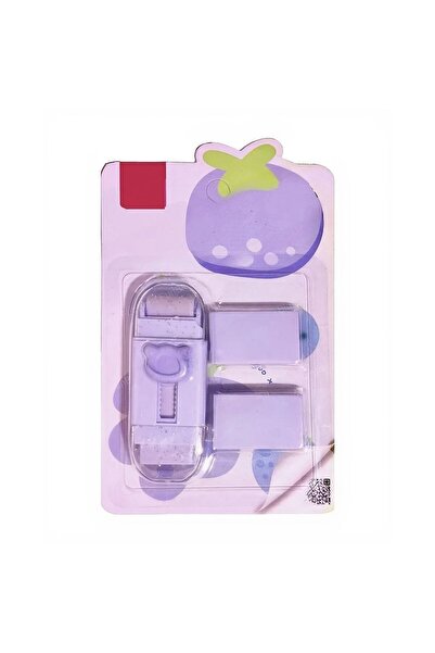 Flippy Radiera retractabilă Flippy, model ursuleț, tip împingere-tragere, 2 radiere de rezervă, violet