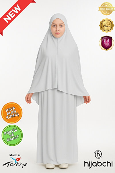 hijabchi Practical Prayer Garment - Breathable Air-Conditioned Fabric - New Collection - Light Gray