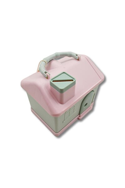 Linea Plastic House Shaped Piggy Bank with Lock (3438) Pink-Green