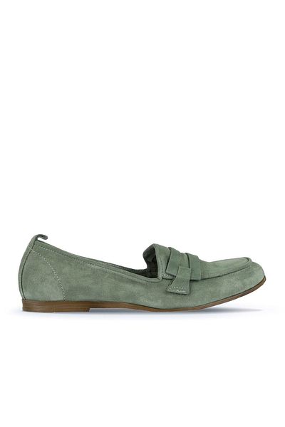 Bueno Shoes Green Suede Women's Flat Ballerinas 01Wy6000