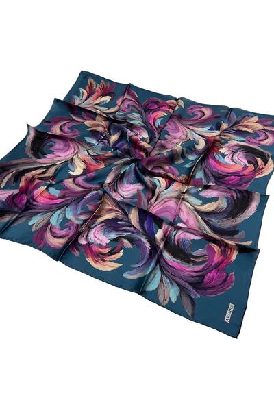 Armine Eșarfă de mătase 2026 iarnă - 9423-35 Petrol Blue Sura