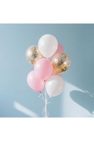 Çemrek Süs Parti مجموعة من 10 قطع من البالونات الشفافة باللون الوردي والأبيض ...