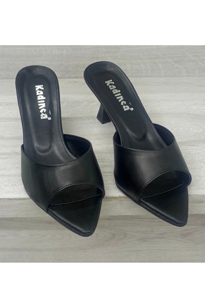 uğurtek Heeled Pointed Toe Classic Women's Slippers