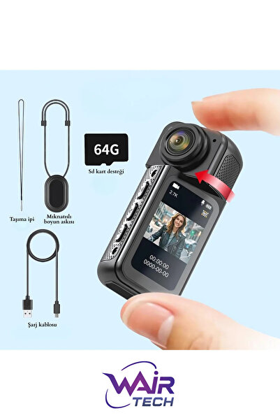 Wair Teknoloji S70 Mıknatıslı Yaka Kamerası Hd Kalite, 30 Fps, Kolay Bağlantı...