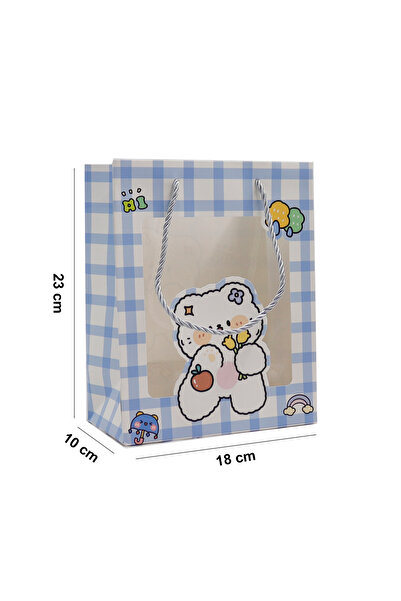 repro design Sevimli Temalı Asetat Pencereli Hediye Çanta – 18x10x23 cm M1