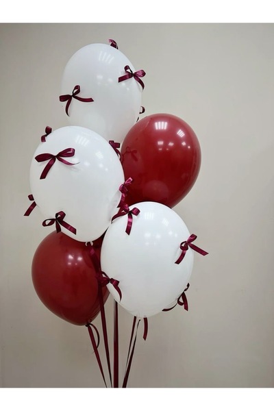 Çemrek Süs Parti Burgundy Bow Balloon Harness Set of 10