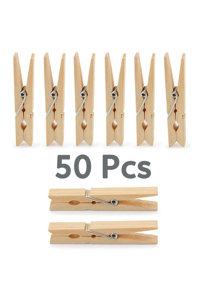 Metler 50 قطعة من مشابك الغسيل الخشبية |   مسامير خشبية متينة |   مناسبة للدي...