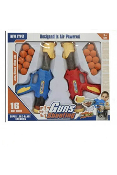 rexa مجموعة مسدسات الرصاص الناعم الهوائية - مسدسان مع ١٦ كرة إسفنجية للأطفال