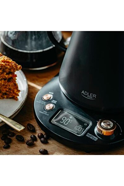 adler Electric Kettle AD 1349, 1100 W, 1L, 40-100°C, Keep Warm, LED Display (Black)