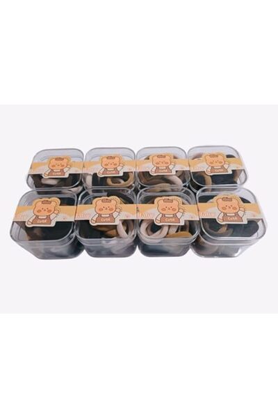 Generic SUFY Hair Ties with 8 Compartments, Elastic Band Storage Container, Brown and Beige Assortment