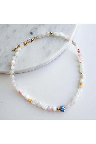Venus Design Moon Stone- - Pearl Mix Necklace